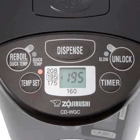 Zojirushi CD WGC40TS Micom Water Boiler and Warmer, 4.0 L, Silver | 4 Temp Settings, Quick Temp, Stainless-Steel Interior, 6-10 Hr Timer, PFAS and Bpa-Free