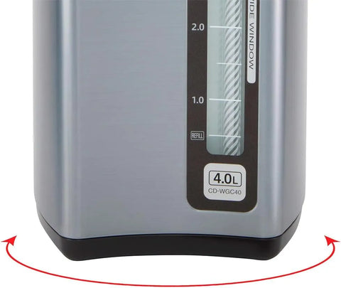 Zojirushi CD WGC40TS Micom Water Boiler and Warmer, 4.0 L, Silver | 4 Temp Settings, Quick Temp, Stainless-Steel Interior, 6-10 Hr Timer, PFAS and Bpa-Free