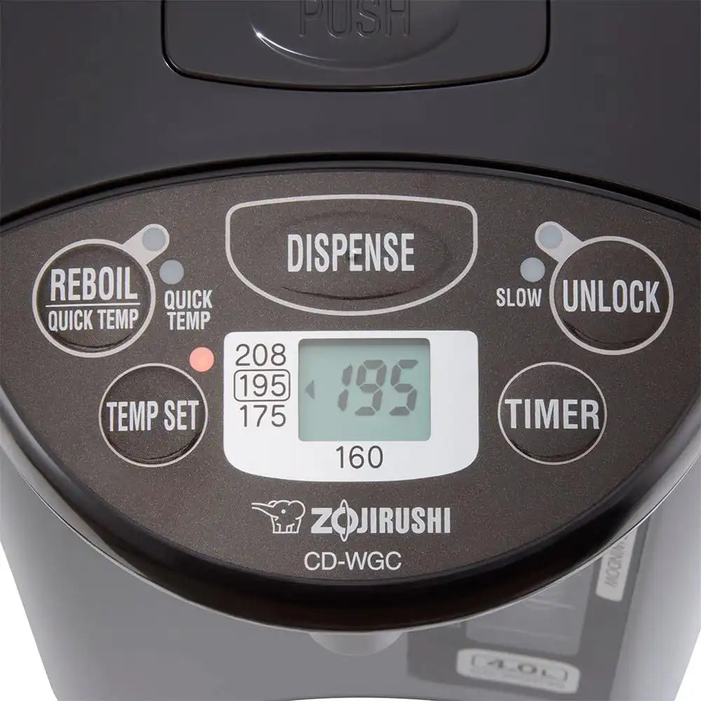 Zojirushi CD WGC40TS Micom Water Boiler and Warmer, 4.0 L, Silver | 4 Temp Settings, Quick Temp, Stainless-Steel Interior, 6-10 Hr Timer, PFAS and Bpa-Free